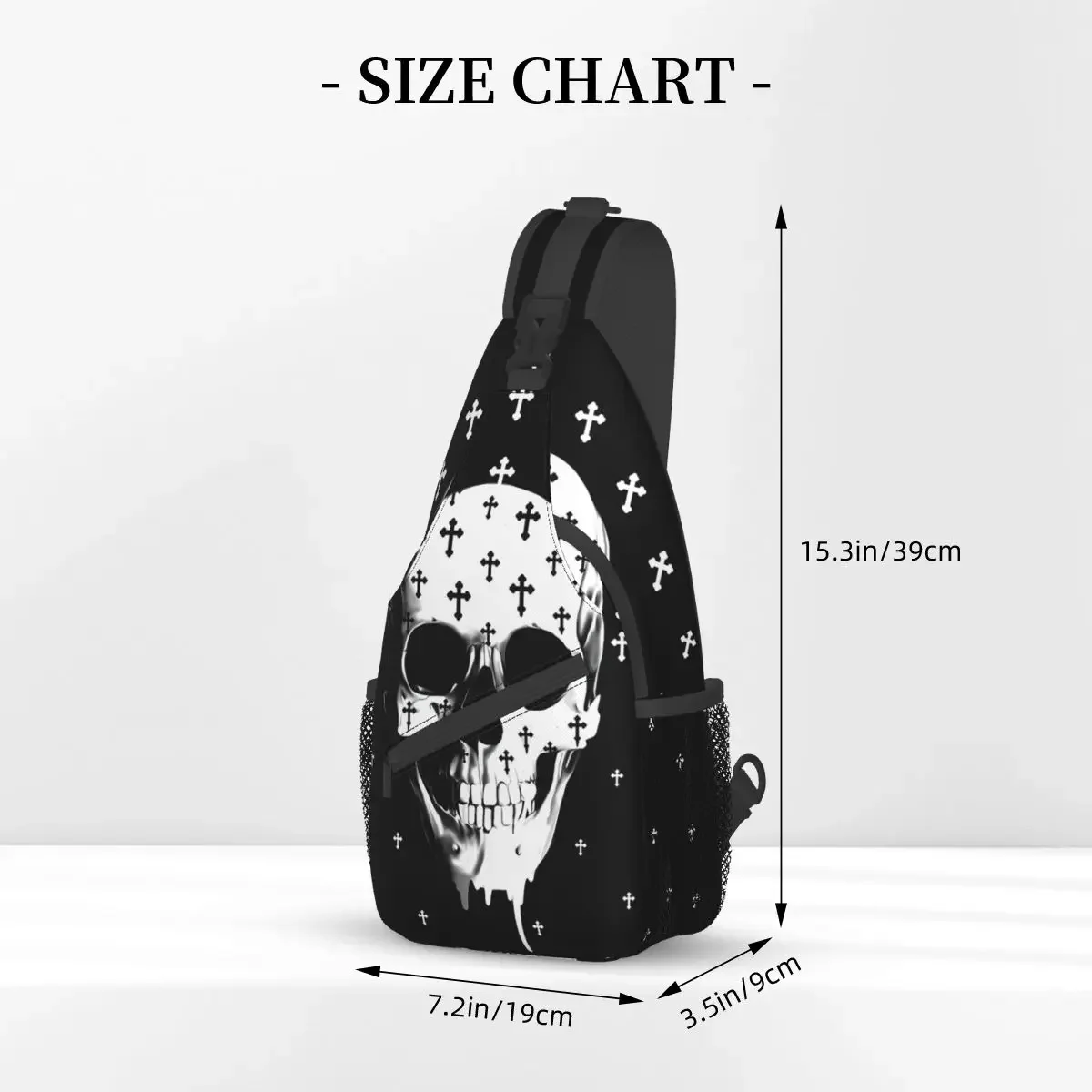 Gothic Skull With Crosses Crossbody Chest Bags Pockets Travel Pack Messenger Sports Teens Shoulder Bag Unisex