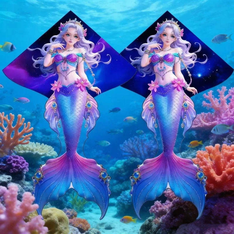 

Mermaid kites flying nylon fabric kites foil dragon fly toys kites butterfly parachute volantines kite control bar aquilone cerf