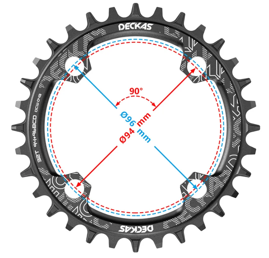 DECKAS 94+96 BCD bicycle chainwheel Round/Oval 32T 34T 36T 38T MTB bike Chainring Mountain Crown for M4000 M4050 GXs NX X1 Crank