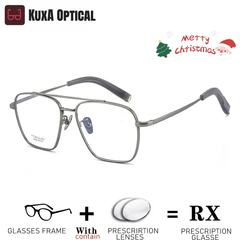 

KUXA широкие очки по рецепту мужские титановые оптические очки линзы для близорукости дальнозоркость чтение прогрессивные очки с защитой от синего света