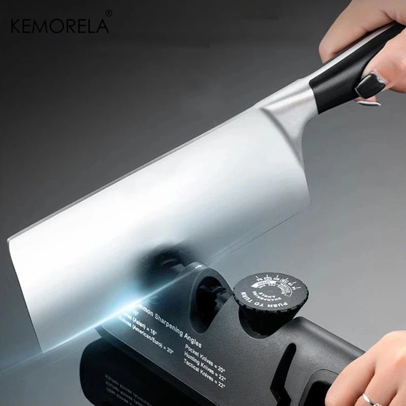 

KEMORELA 5-in-1 Kitchen Knife Sharpener Stainless Steel Scissor Sharpening Tool Medium Grit No-Electricity Required