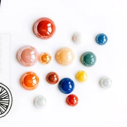 Mixed Colors Ceramics Porcelain Glass Cabochons 8/10/12/14/16mm Cameo Flat Back Cabochon Supplies for DIY Jewelry Finding