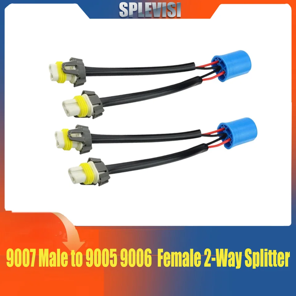 9007 Male to 9005 9006 Female Socket Adapter Connector 1 to 2 Splitter Extension Wiring Harness for Headlight Fog Light Retrofit