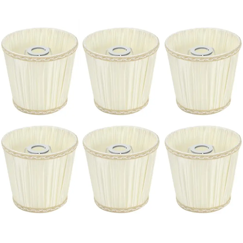 6Pcs Beige Fabric Lampshade Covers for chandelier & Wall Lamps - E14 Replacement