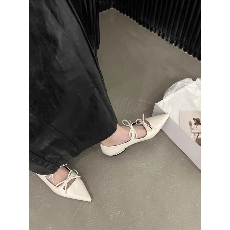 All-Match Low Heels Pointed Toe Summer Shoes Ladies Female Footwear Bow-Knot Autumn Casual Sneaker 2024 New Dress Butterfly Fall