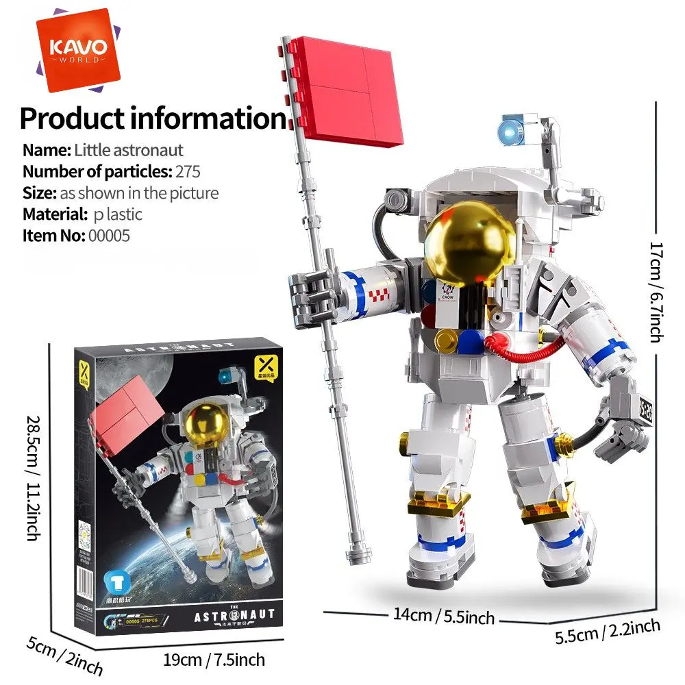 

Конструктор KAVOWORLD 275 деталей: Набор строительных блоков «Космонавт» STEM с подвижными соединениями, развивающий, для детей, подарки на День рождения и Рождество