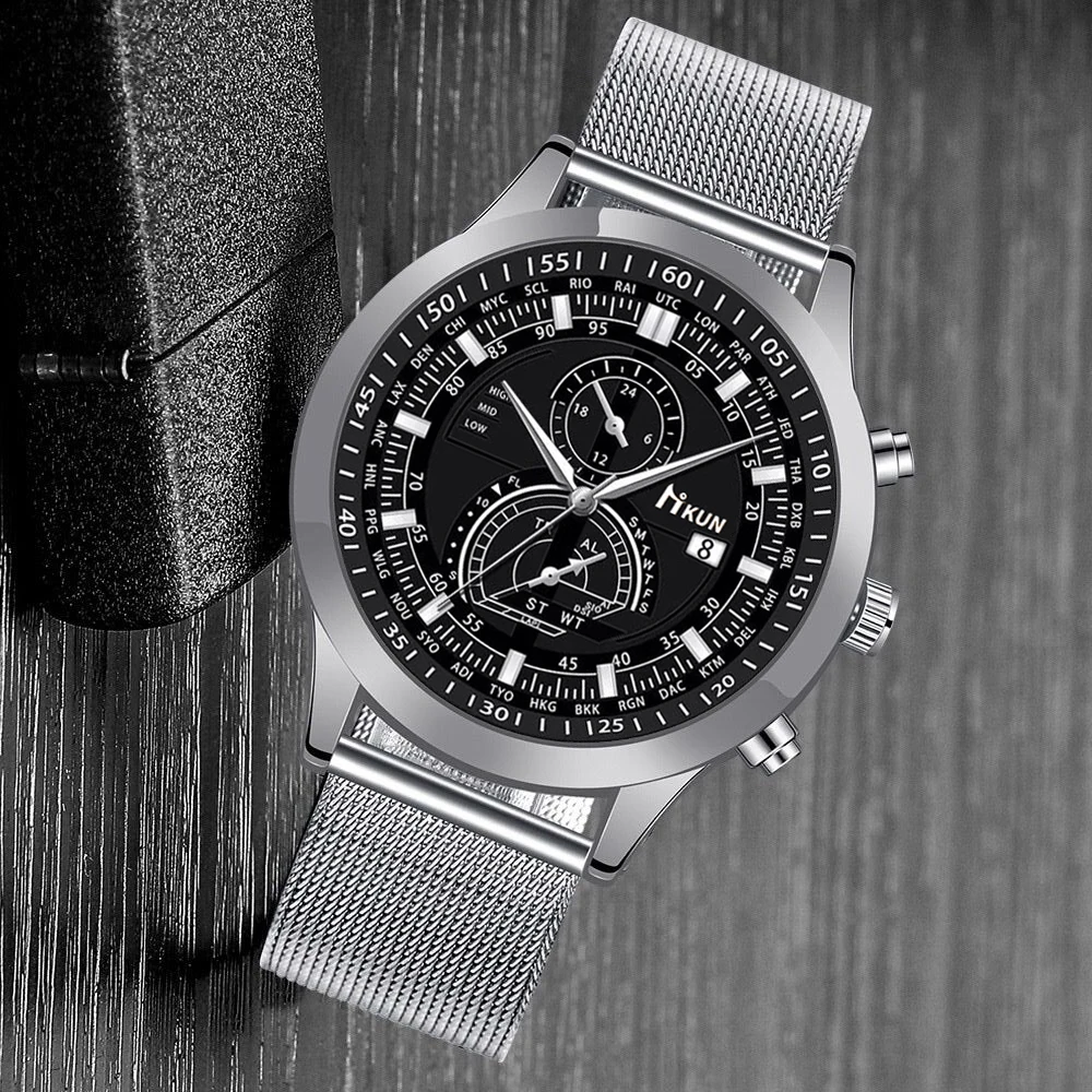 Fashionable and Personalized Men's Business Network Belt Versatile Quartz Watch