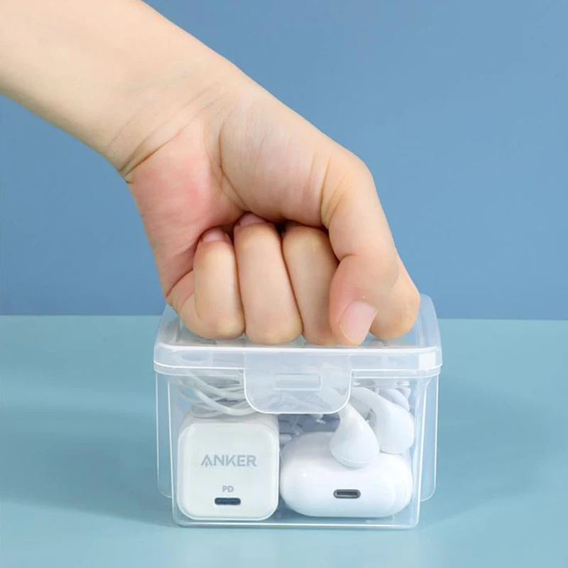 Cable Storage Box Transparent Plastic Data Line Storage Container For Desk Stationery Multifunctional Headset Data Charging Line - Image 5