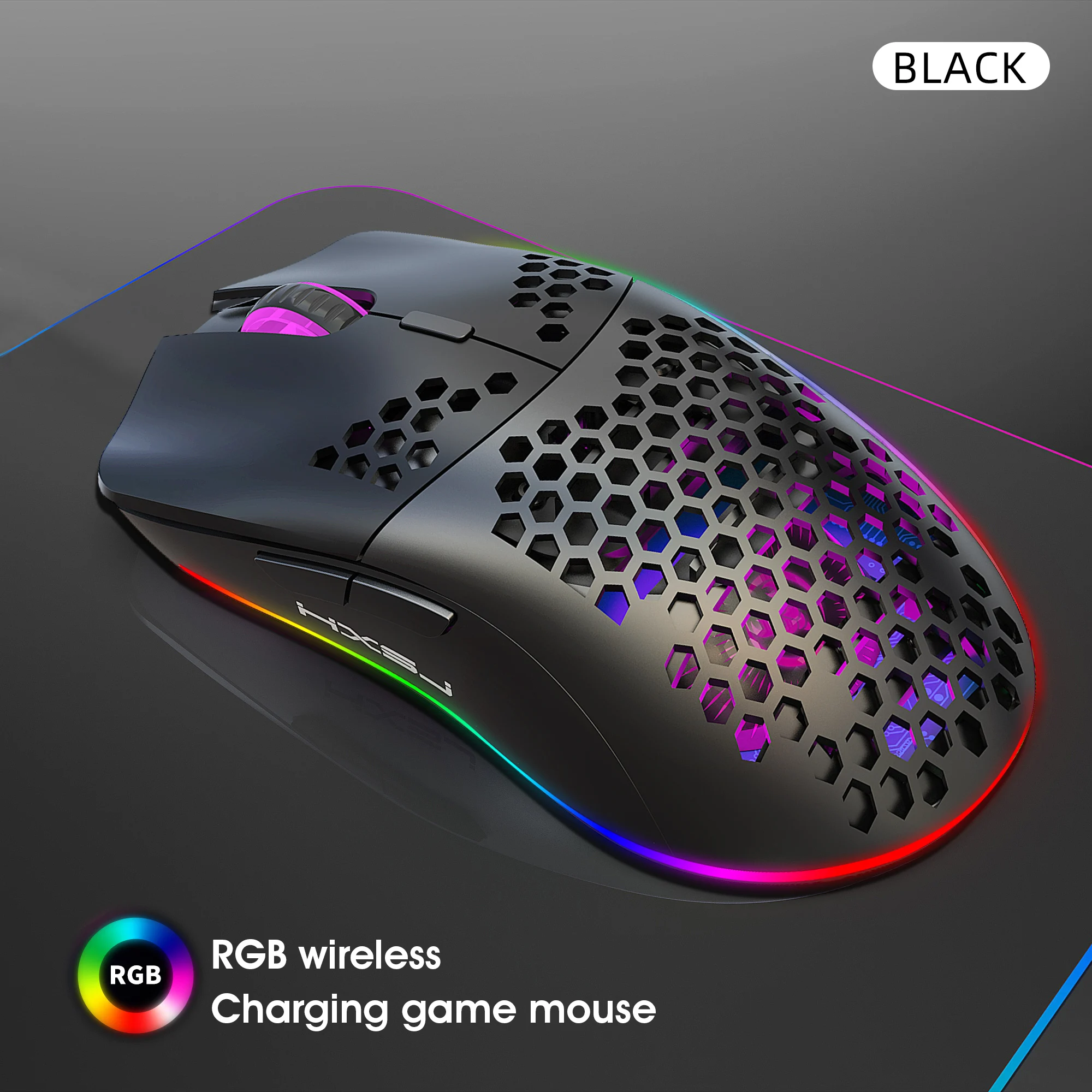 Mouse Nirkabel, Lampu RGB Berbagai Mode Dapat Disesuaikan, Cocok untuk Laptop PC dan Desktop Mouse Gaming Mouse Nirkabel 2.4G