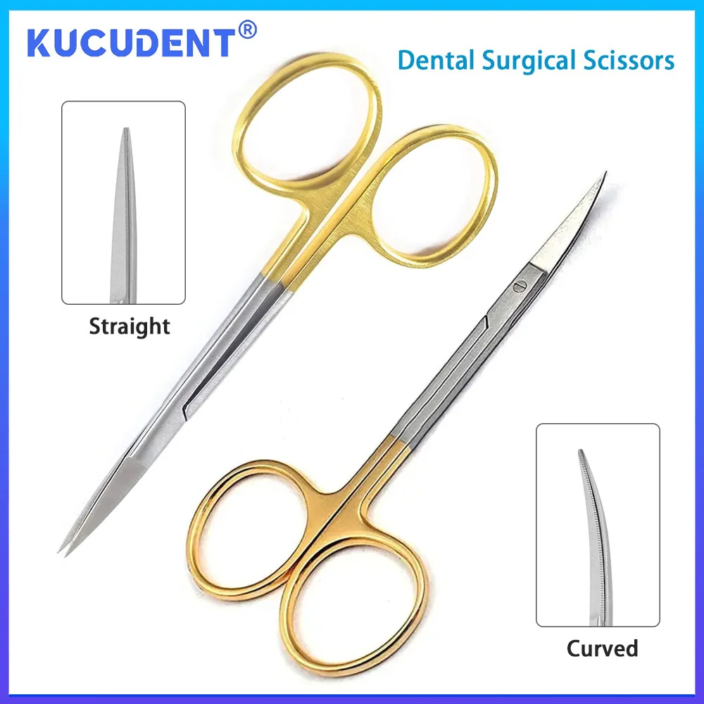 KUCUDENT Dental Surgical Scissors Medical Stainless Steel Straight Curved Tip Forceps Ophthalmic Scissors Orthodontic Tools