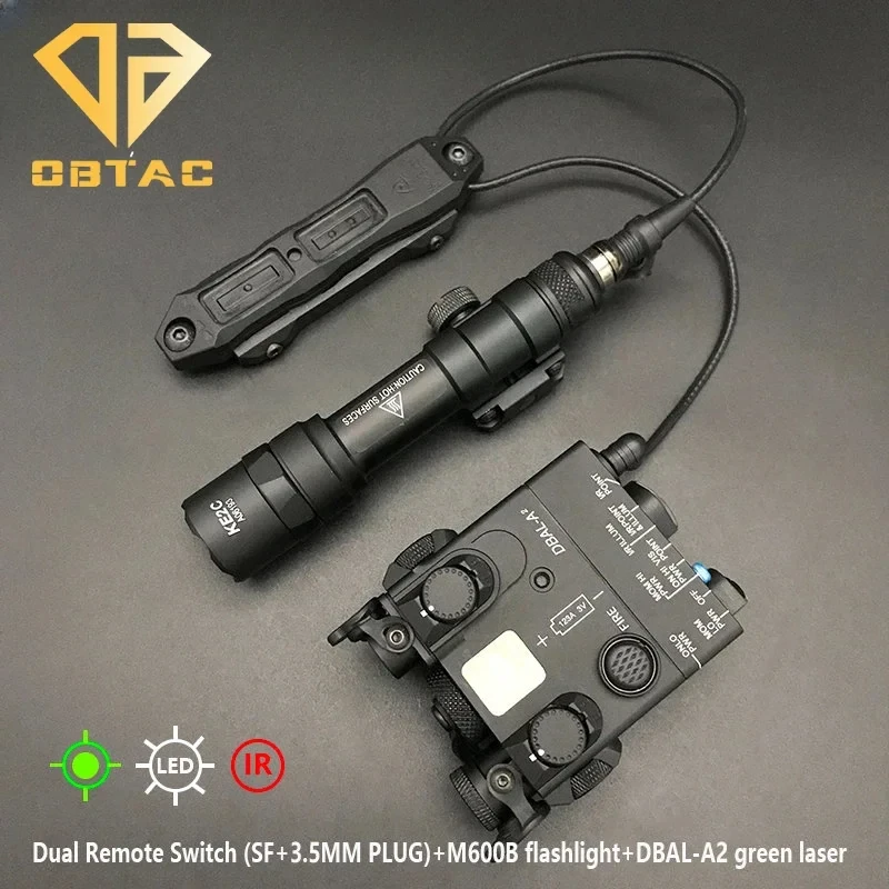 Tactical Metal DBAL-A2 Red Green/IR Laser Indicator and SF M600B Flashlight Dual Control Pressure Switch Hunting Accessories Set