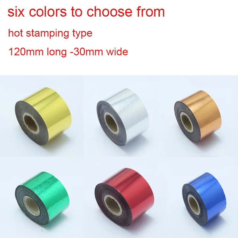 Hot Stamping Foil Paper Length 120m Width 30mm Option Red/Golden/Blue/Rose Gold/Silver/Green Color for Hot Stamping Machine Use