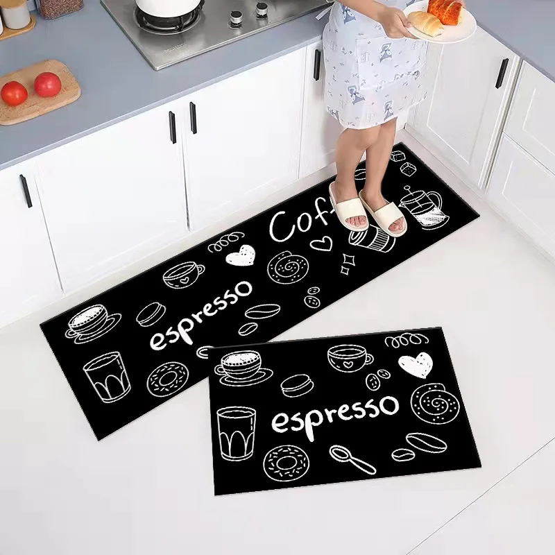 Kitchen Rug Waterproof Oilproof Kitchen Mat Printed Antislip Bath Mat Soft Bedroom Floor Mat Living Room Carpet Doormat