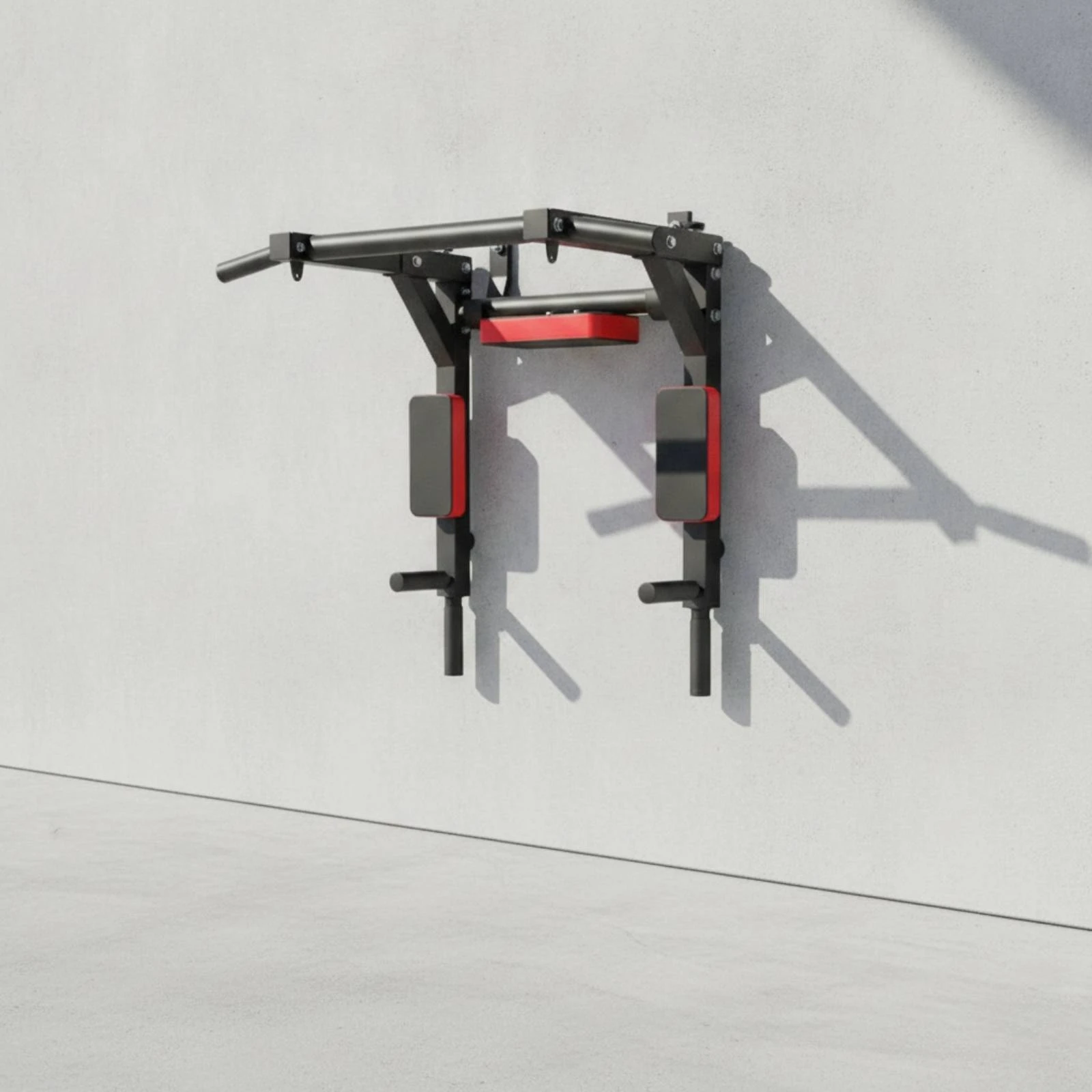 Barre de traction murale multifonctionnelle avec station triceps et supports de bras rembourrés – Station de fitness