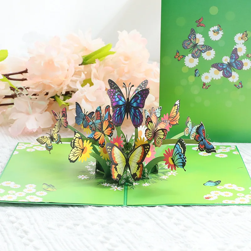 3D Pop Up It Flying Butterflies Birthday Thanks Cards Greeting Christmas Card With Envelope Holidy Wishes Postcard Gift To Share