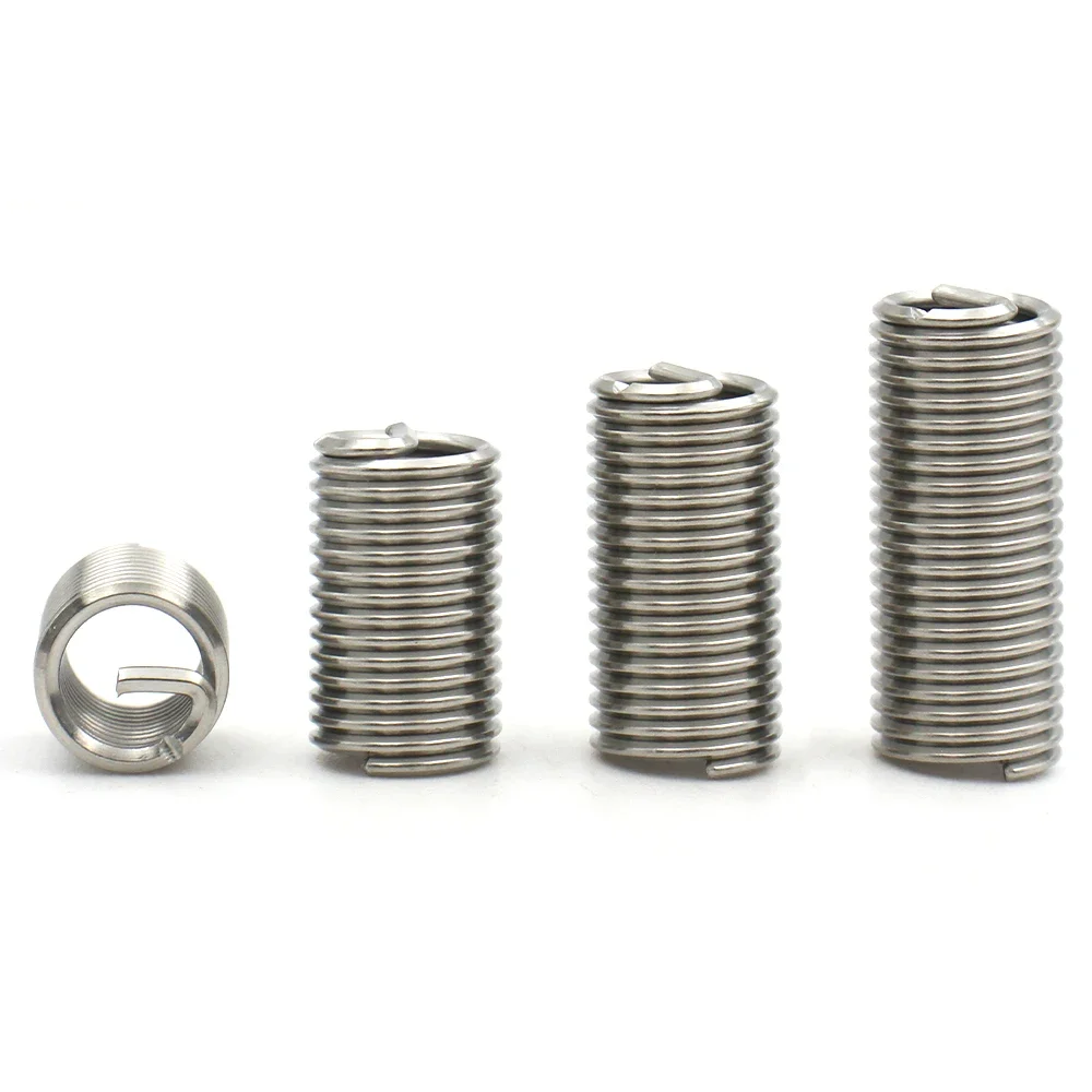 2/5/10/30pcs M1.6 M2 M2.5 M3 M4 M5 M6 M8~ M24 304 Stainless Steel Coiled Wire Helical Bushing Sleeve Threaded Inserts Set Screw