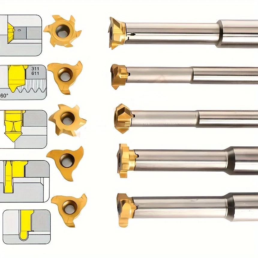 Imagem -06 - Cortador de Entalhe Cnc T-slot Inserções de Carboneto T-slot Txc Série de Fresagem Hron Sandvk Bloquear o tipo de Dente Iscar t6 t8 Thread Turning Face