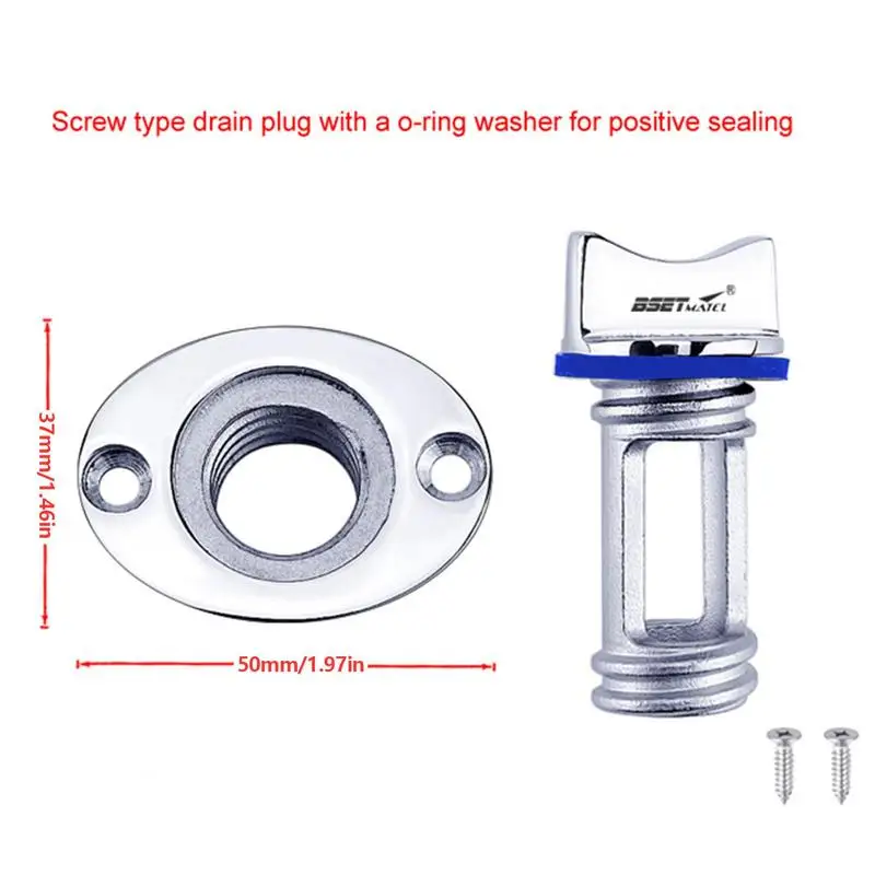 해양 드레인 플러그 스테인레스 스틸 카약 보트 플러그 키트, 방수 도장 링으로 밀봉, 냉동고 보트 요트 물고기 우물