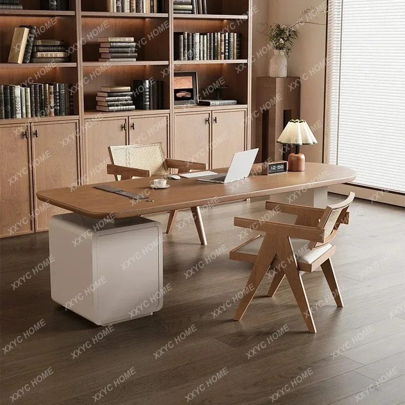 XX Medieval style solid wood 1.4 meters office computer desk simple modern boss table senior sense doctor desk