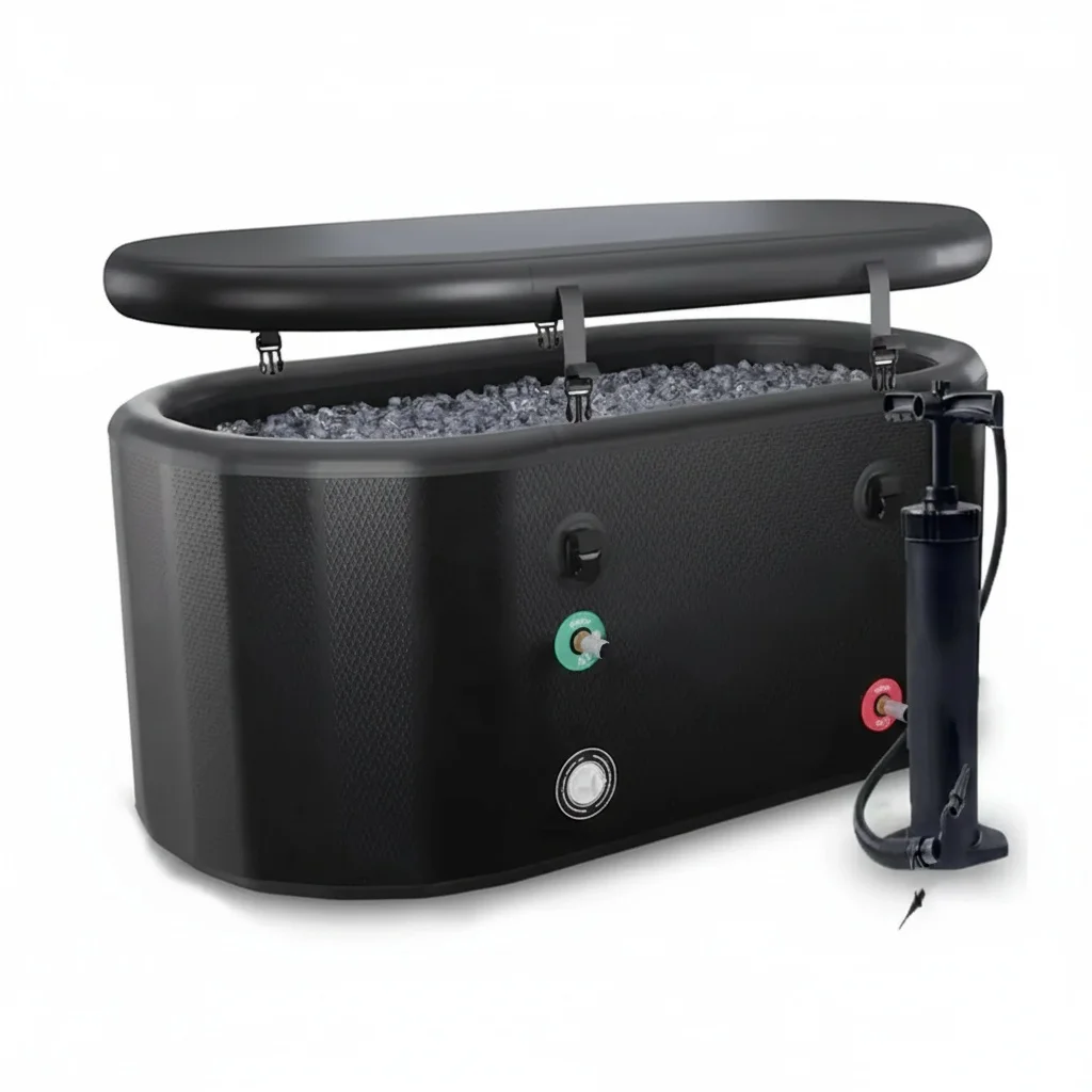 

Inflatable Ice Bath Tub, 132x70x60cm Dropstitch Portable Cold Plunge, Foldable Recovery Tub, Athletes Cryotherapy, PVC