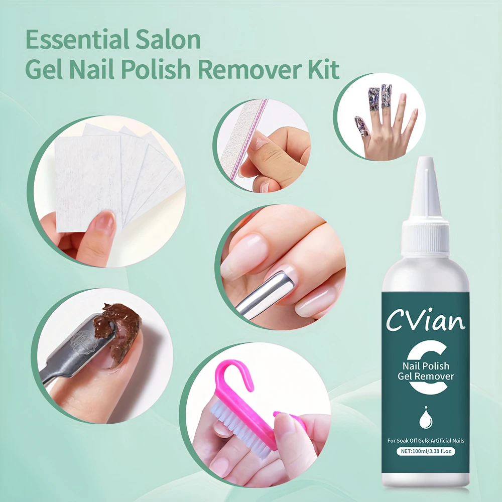 Gel Nail Polish Remover Kit, 100ml/3.3oz Soak-Off Gel Nail Polish Remover - Effectively and Easily Removes Gel Nail Polish image 3