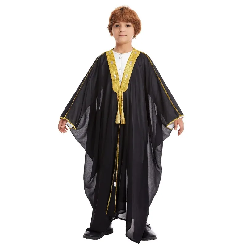 Muslimische Saudi-arabische Jungen Robe Dishdasha Kinder Abaya Kaftan Gebet Islam Kleidung Kimono Naher Osten Teenager Kleid Dubai Jubba Thobe