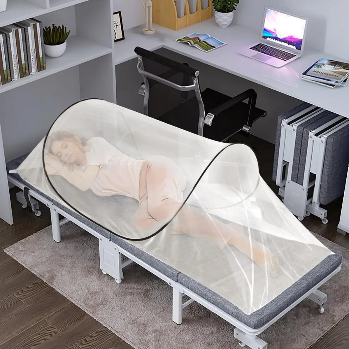 Simple Foldable Mosquito Net for Sofa Afternoon Nap Living Room Office Temporary Bed Installation Free Breathable A-Class Pro...