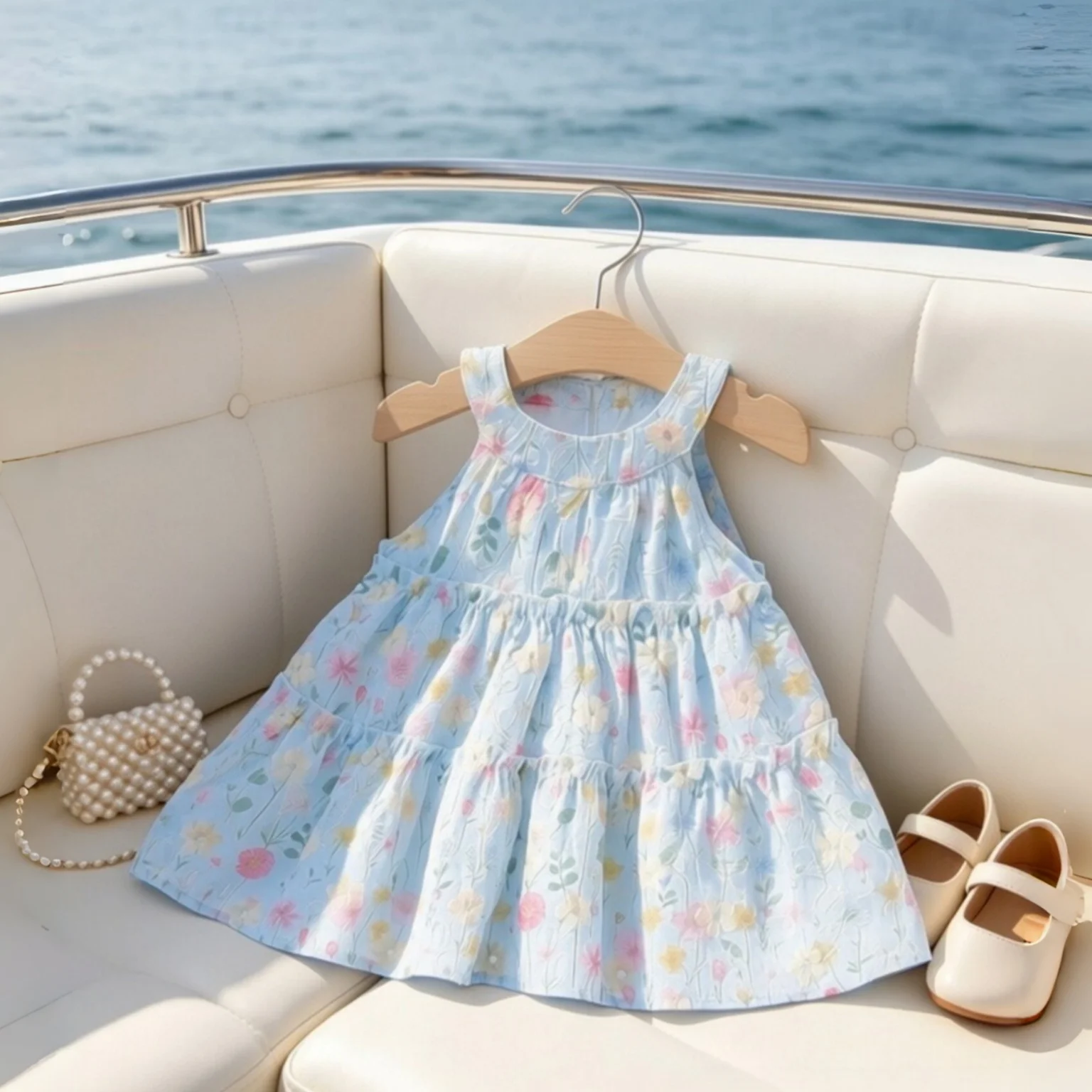 6 Months -3 Years Summer New Baby Girl Dress Sleeveless Sweet Flower Fashionable Vacation Style Cute Girl Daily Outdoor Dress