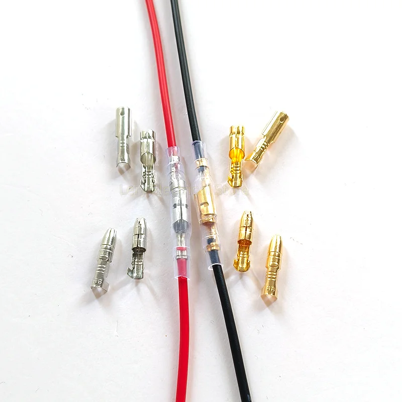 

200PCS 50Set 4.0mm Female and Male Bullet Terminals Connector Gold Brass/Silver Wire Connector with Insulating Sleeves for Car