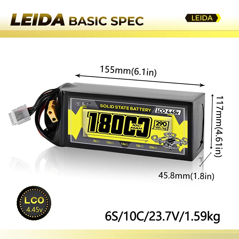 Hot sale 18000mah 6s 10c 23.7v rechargeable aa lipo battery solid state battery pack lipo lithium polymer battery