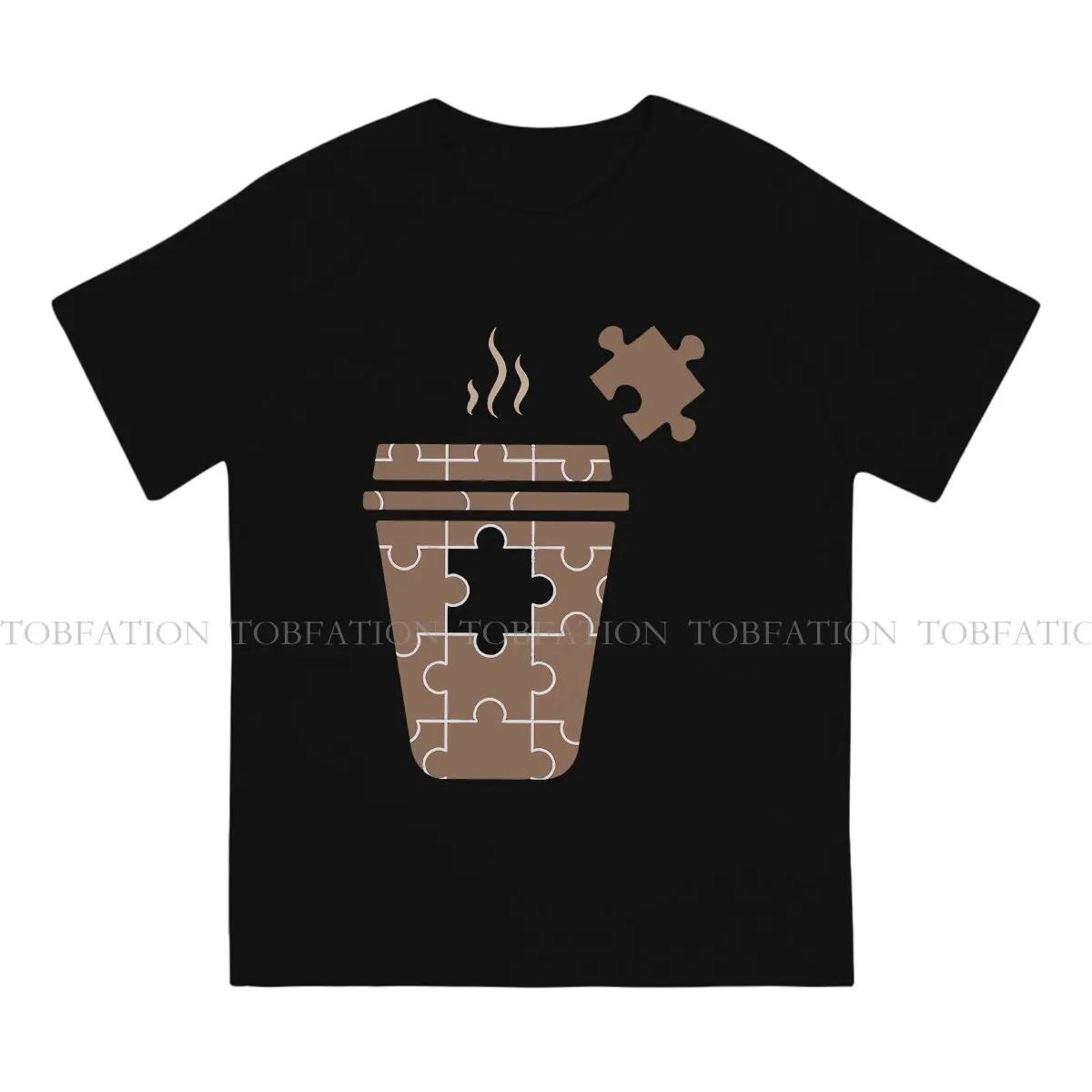 Coffee Puzzle Design TShirt For Male Jigsaw Puzzle Tops Novelty T Shirt Comfortable Printed Loose Creative Gift