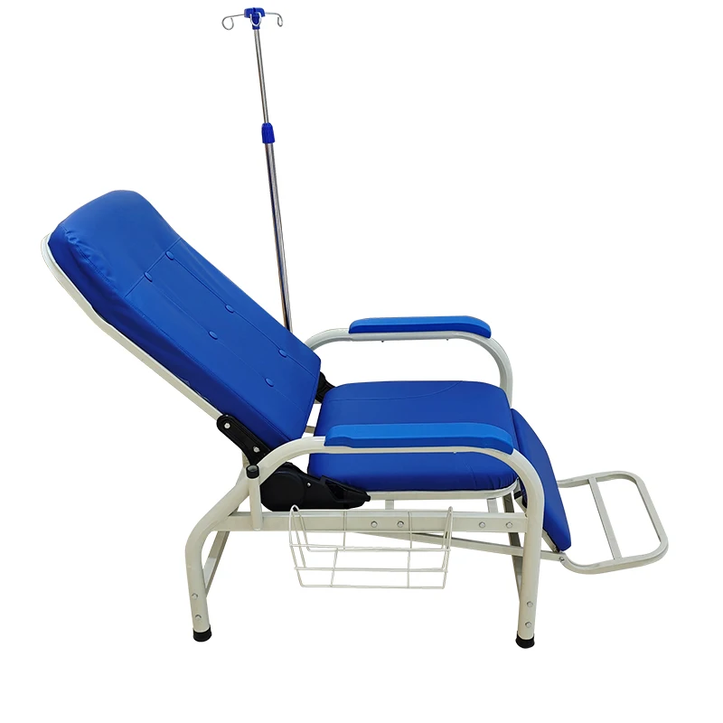 Stainless Steel Hospital Reclining Chair for Infusion Transfusion Durable Metal Accompany Chair for Medical Use