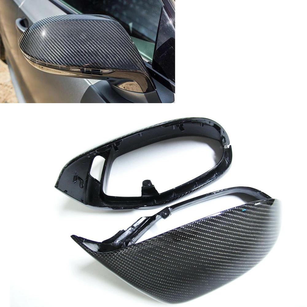 

Carbon Fiber Mirror Cover For Audi A7 S7 RS7 2011+ W/ Side Assist Car Exterior Rear View Rearview Cap Shell Replacement Clip On