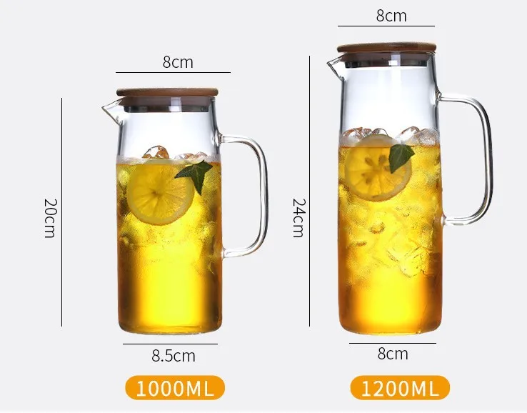 1500ML Thickened Glass Kettle Bamboo Lid With Filter Cover, Can Be Added To The Kettle For Juice And Coffee