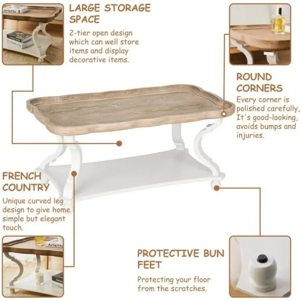 Coffee Table, Natural Tray Top Sofa Table for Family, Dinning or Living Room, Small Spaces, Handcrafted Finish, Coffee Tables