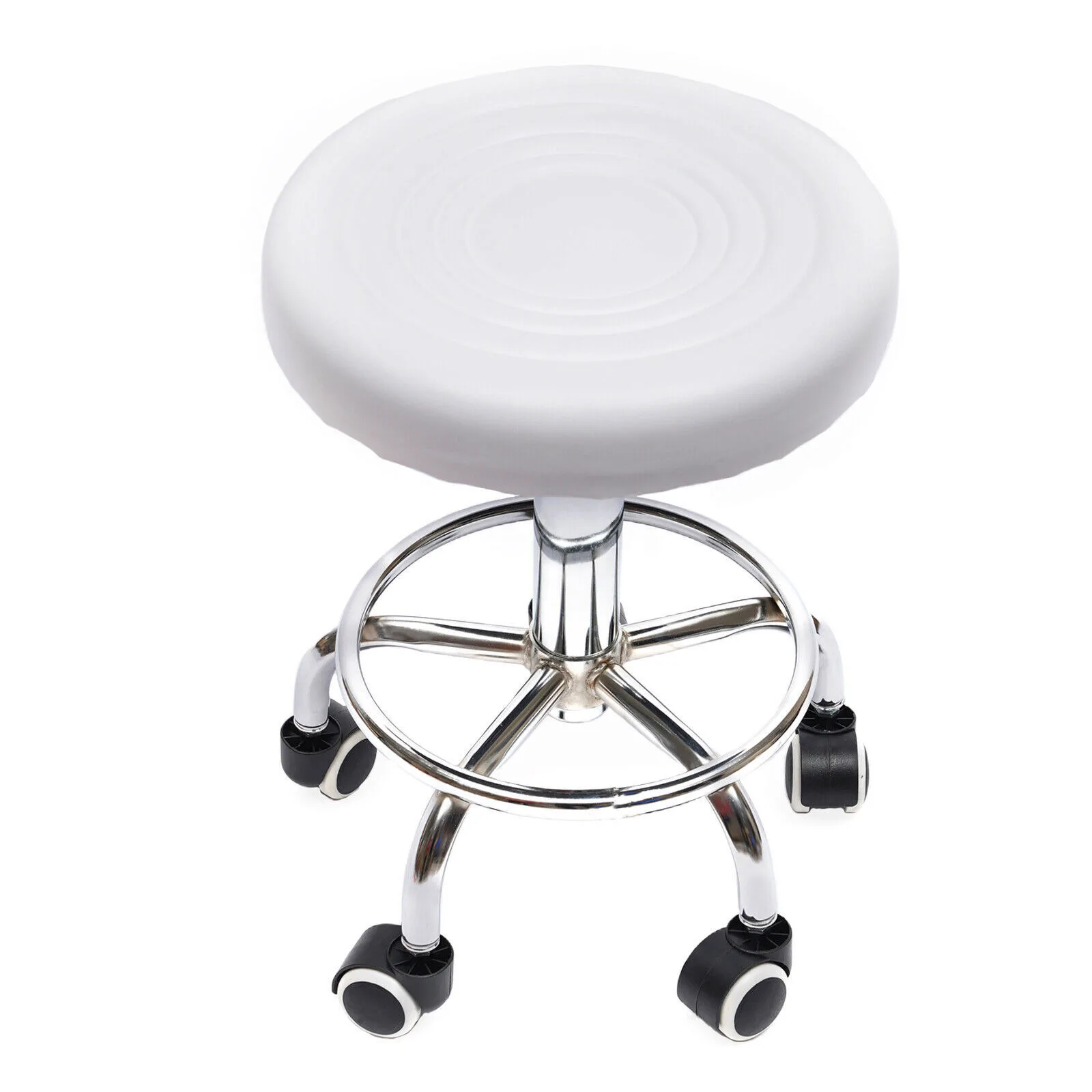 Adjustable Salon Bar Stool Hydraulic Vanity Swivel Rolling Chair Tattoo Massage Spa with 5 Wheels