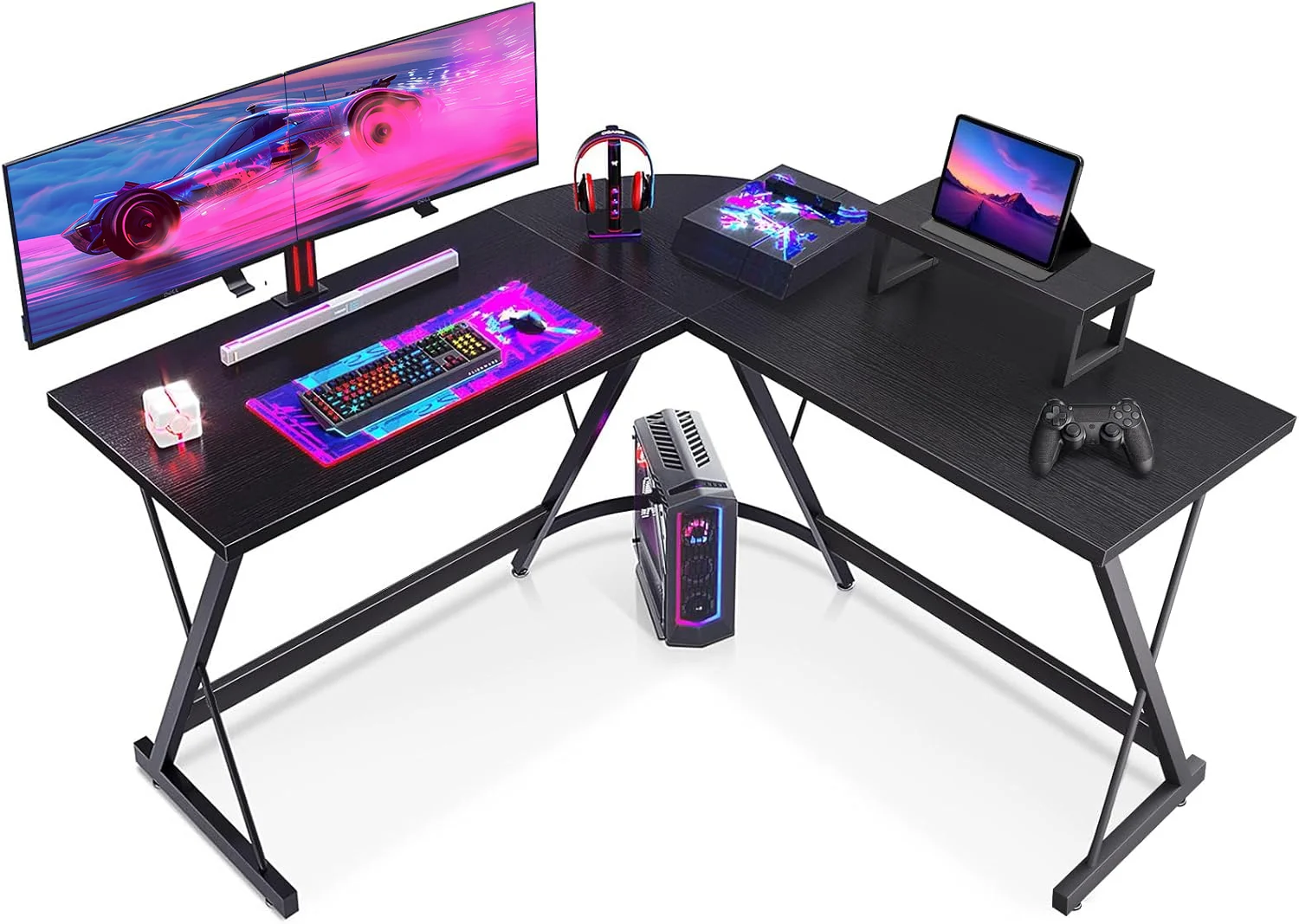 Coleshome Gamingtafel, 127x127 cm Gamingbureau Hoekbureau voor gamers, bureau L