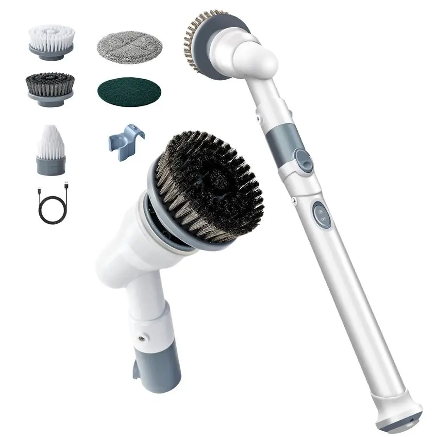 

Spin Scrubber,Wire Brush,Waterproof Spin Scrubber with Long Handle, Powerful Motor Cordless Cleaning Brush, Grill Cleaning Brush