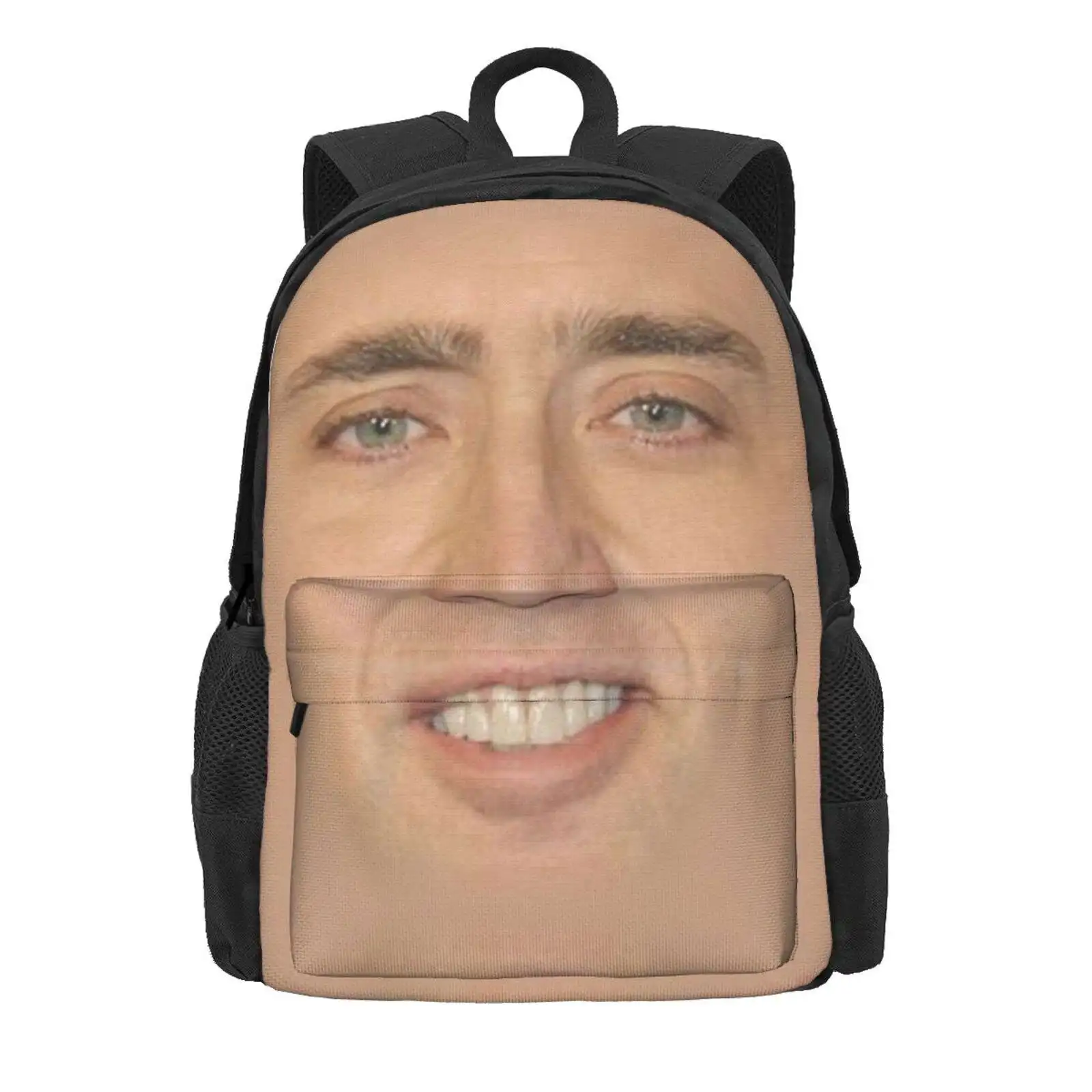 Nicholas Cage Face Pattern Hot Sale Schoolbag Backpack Fashion Bags Nicholas Cage Nickolas Pattern Face Funny Comedy Celebrity