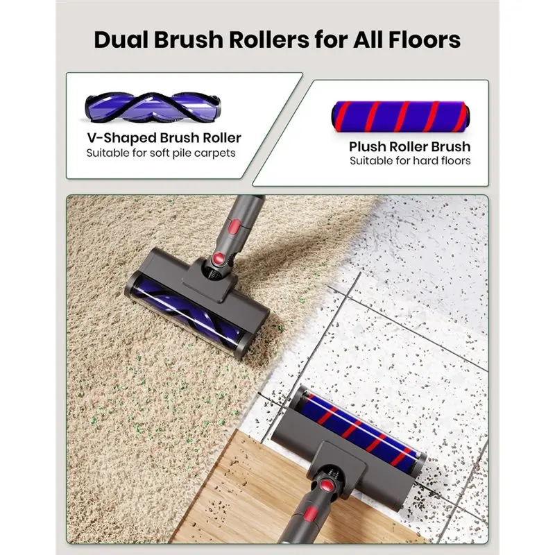 رأس مكنسة بديلة Y15A لـ Dyson V7/V8/V10/V11/V15، أسطوانة فرشاة مضادة للتشابك تتميز بإضاءة LED #6