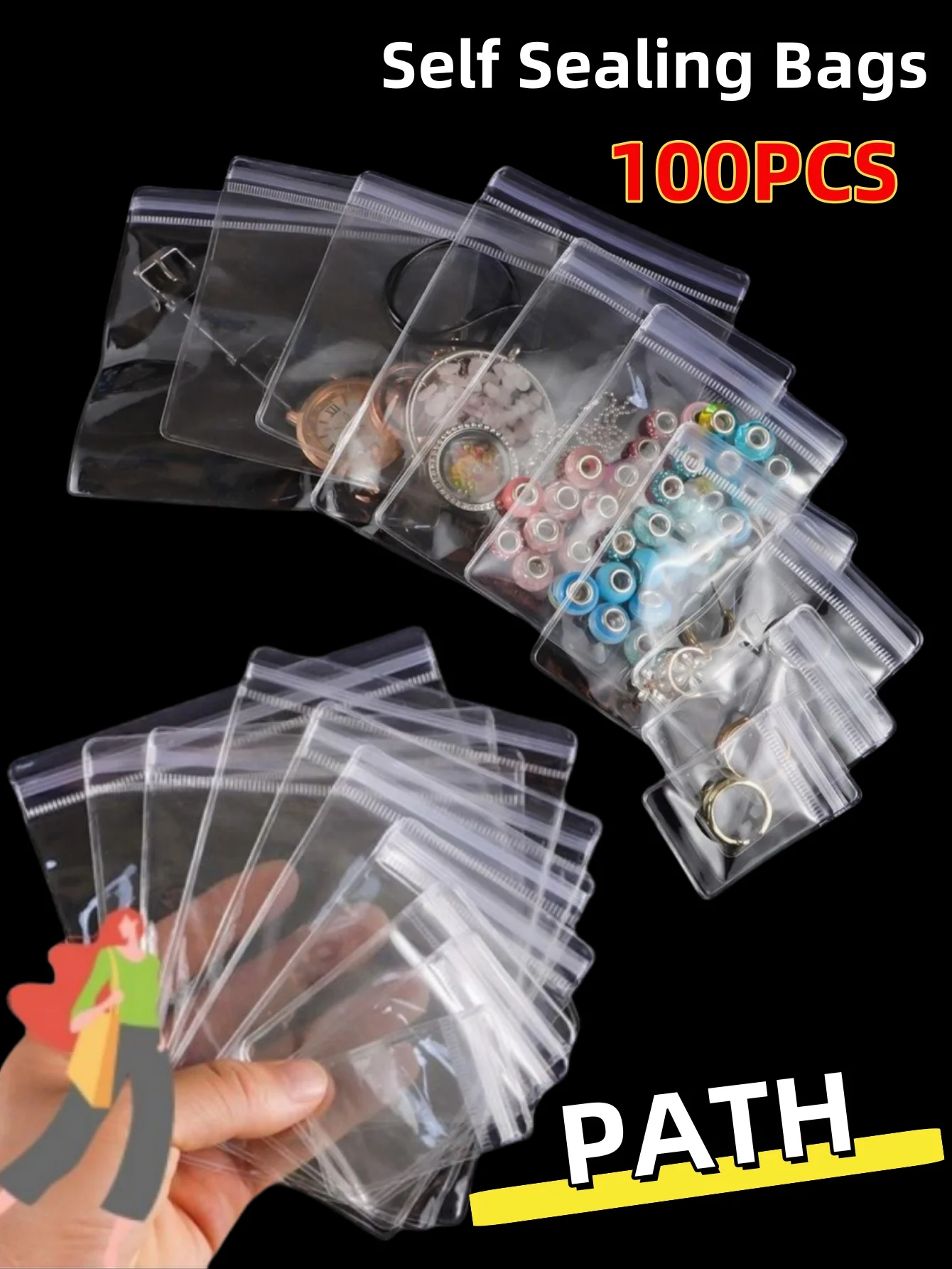 30-200PCS Anti-oxidation Jewelry Bags Clear Jewelry Zipper Bags Small Jewelry Organizer Ring Earring Storage Bags