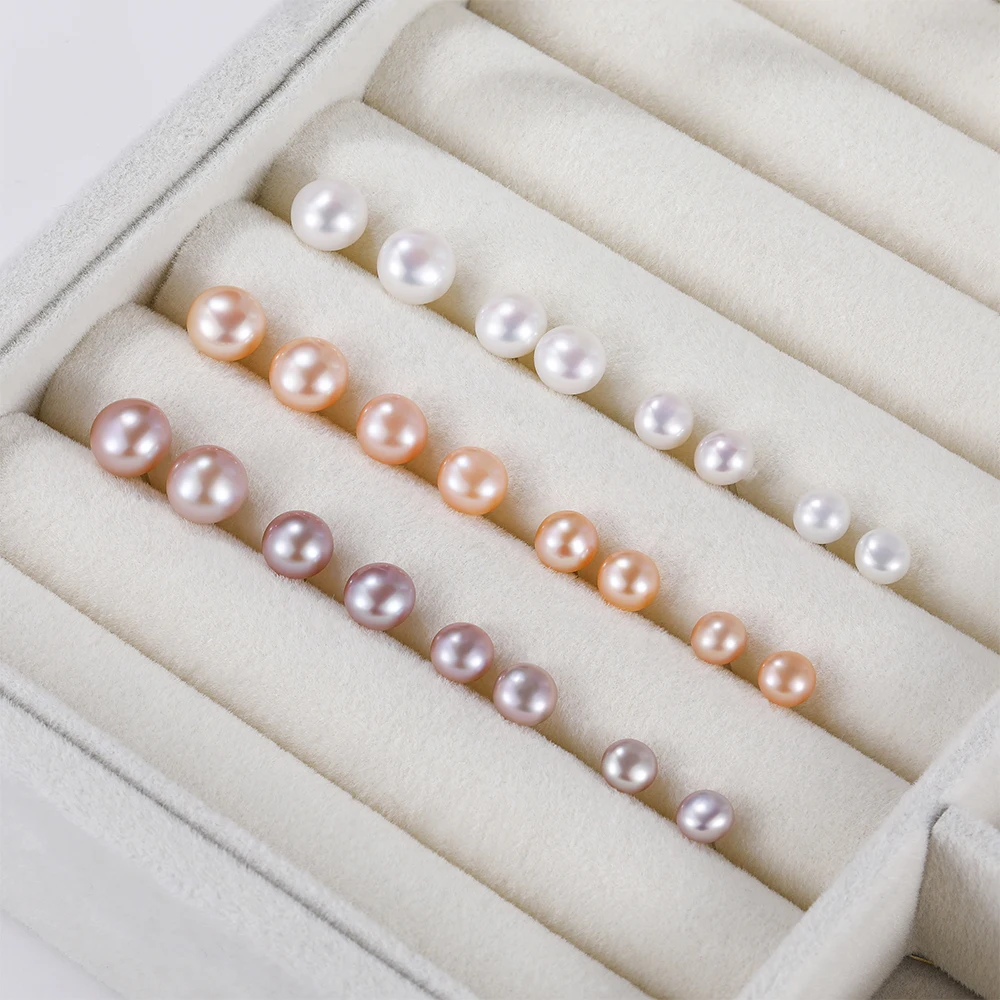 Seulement Natural Freshwater Pearls Stud Earrings for Women 925 Sterling Silver Simple Colorful Handpicked Pearl Earring Jewelry