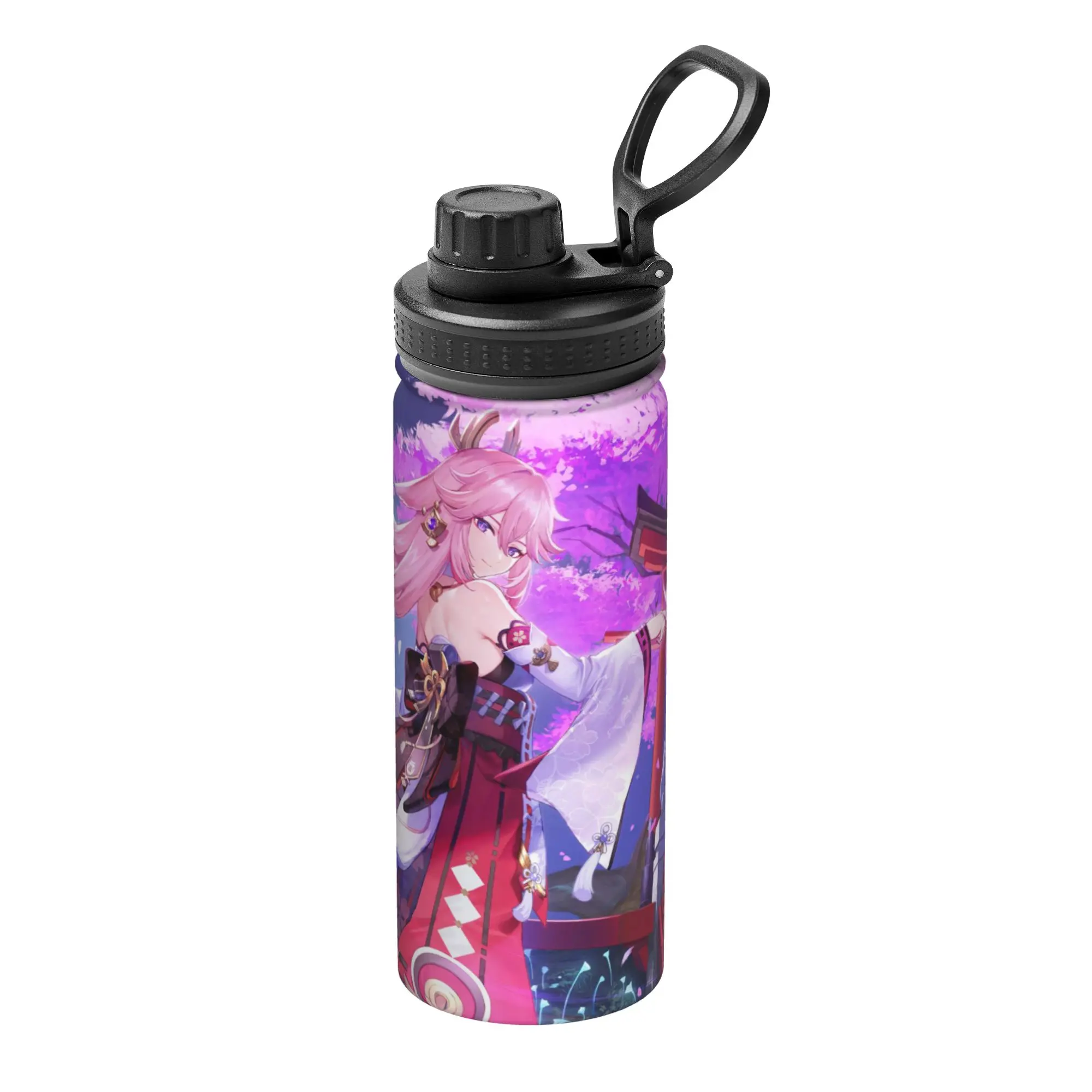 Yae Miko Genshins Impact 18OZ Sports Insulated Kettle  Thermal Cup Vacuum Flask Double Wall Mug Water Bottle