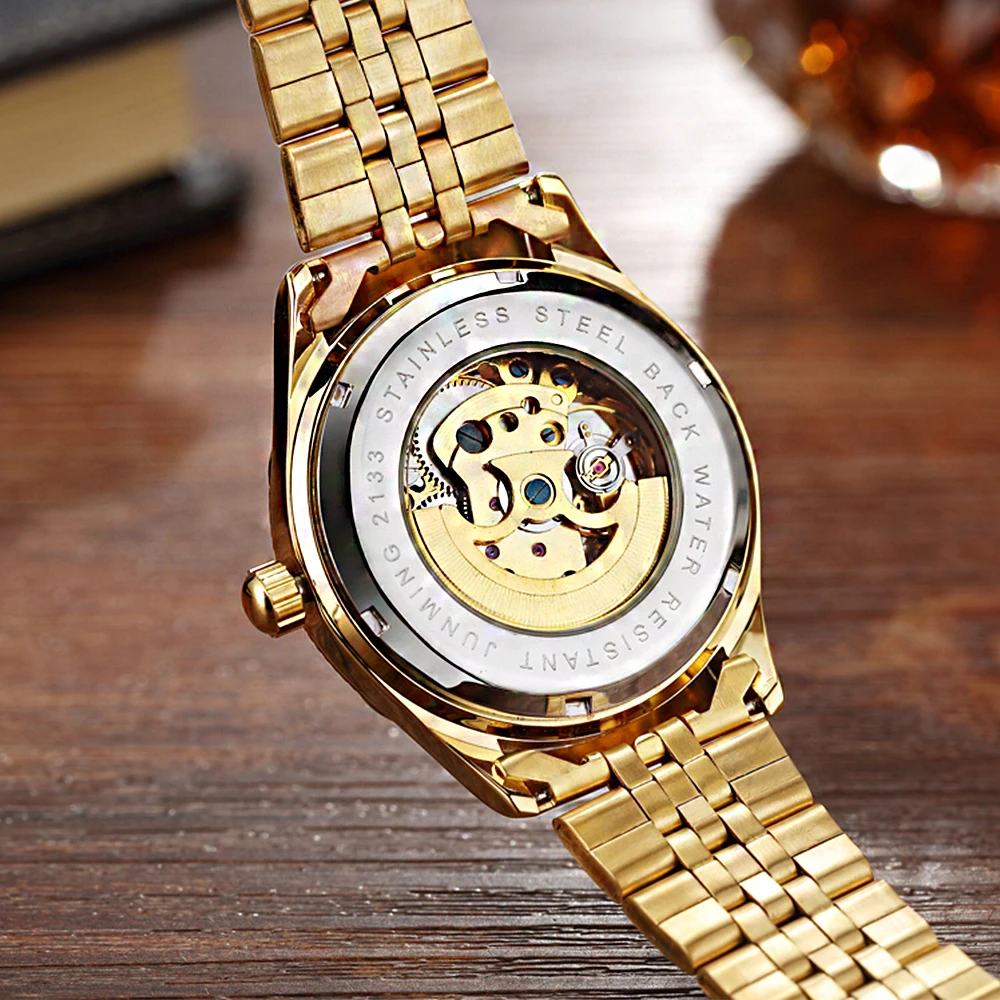 Top Brand Luxury Watches Men Hollow Automatic Golden Skeleton Mechanical Watch Waterproof Men watch