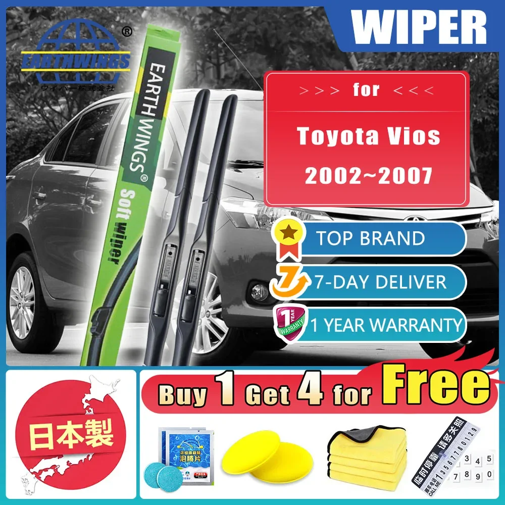 For Toyota Vios 2002~2007 MK1 XP 40 Car Front Rear Set Windshield Wiper Blades Rubber Accessories Protective Windscreen Cleaning