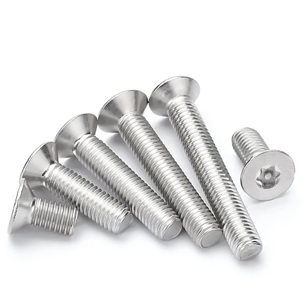 5-100Pcs Six-Lobe Torx Flat Countersunk Head Machine Screws M2 M2.5 M4 M5 M6 M8 M10 M12 304 Stainless Steel Anti-theft Bolts