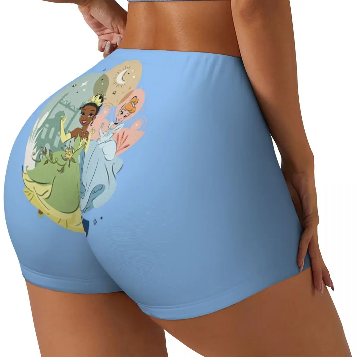 Custom Tiana And Cinderella Dance Workout Shorts Women's Gym Volleyball Running Yoga Shorts