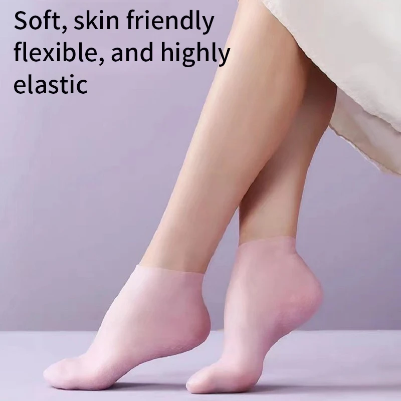 2Pcs Silicone Foot Care Socks Anti Cracking Moisturizing Gel Socks Cracked Dead Skin Remove Protector Pain Relief Pedicure Tools