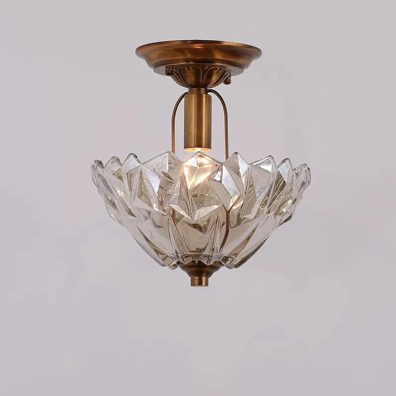 

American retro hallway ceiling light creative iceberg exquisite balcony entrance glass lamp