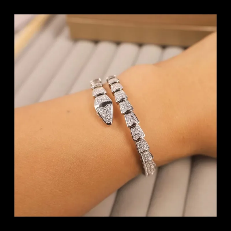 سوار ربيعي على شكل عظمة الثعبان الماسية بالكامل مع نمط أنثوي وسوار افتتاح اعوج أوروبي وأمريكي متعدد الاستخدامات #3